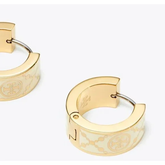 Tory Burch T-Monogram Bangle Bracelet & Huggie Earring Set - Picture 4 of 7